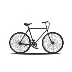 Simple black and white illustration of a classic bicycle.
