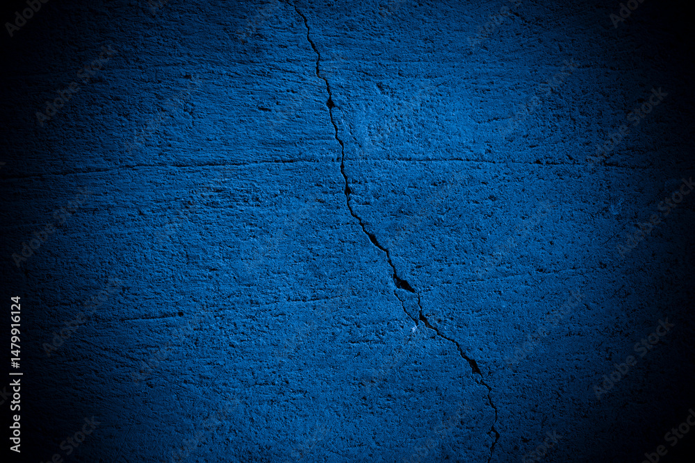 Aufkleber Old wall pattern texture cement blue dark abstract  blue color design are light with black gradient background.