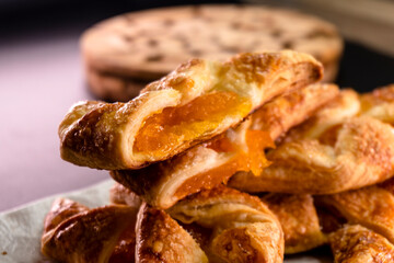 Apricot Puff Pastry Pinwheels. Pastry. Dessert. Food. Apricot jam
