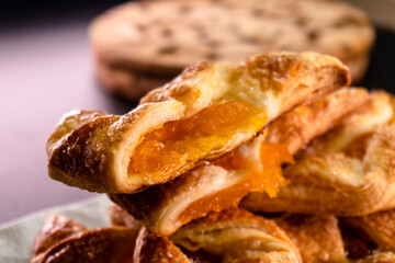 Apricot Puff Pastry Pinwheels. Pastry. Dessert. Food. Apricot jam