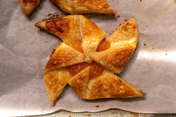 Apricot Puff Pastry Pinwheels. Pastry. Dessert. Food. Apricot jam