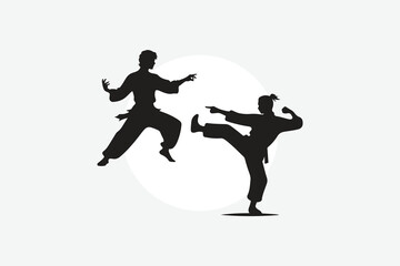 black silhouette of Kungfu poses