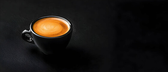 Black Coffee Cup With Frothy Espresso