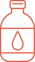 Minimal Red Line Skincare Icon Featuring Bottles Creams Tubes and Wellness Products for Beauty Apps Packaging Designs and Self Care Branding Projects