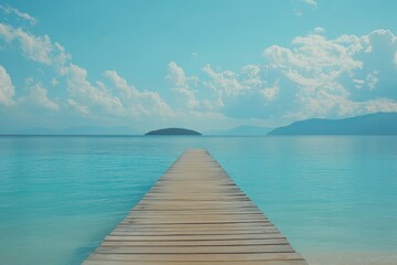 Obraz premium Tranquil wooden pier extending into turquoise water