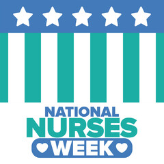National Nurses Week. Thank you nurses. Medical and health care concept. Fighters against viruses and diseases. In honour of the doctors. Celebrated annual in United States. Vector illustration poster