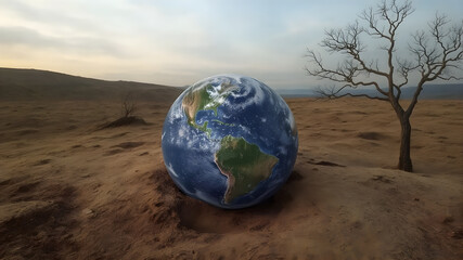Realistic Planet Earth in outer space.