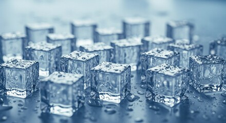 Icy crystal cubes with a cool vibe, a refreshing sensation for summertime drinks
