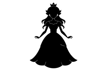 princess silhouette vector, girl in a wedding dress silhouette vector