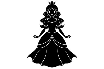 princess silhouette vector, girl in a wedding dress silhouette vector