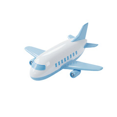A Charming 3D Render of a Light Blue and White Airplane, Ready for Takeoff: A Symbol of Travel and Adventure