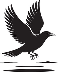 Obraz premium Black eagle silhouette vector illustration, a wild flying bird