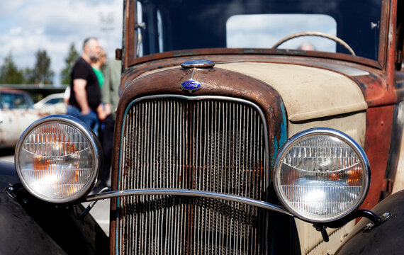Umea, Norrland Sweden - June 29, 2024:  Weathered Antique Hot Rod