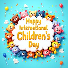 Obraz premium happy birthday card with balloons international day