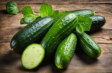 Fresh cucumbers freshly harvested from the garden, ready to be used in delicious dishes, highlighting their crisp texture and natural flavor for healthy meals.