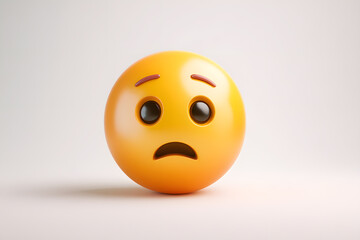 Fototapeta premium Creative expression of a worried yellow emoji conveying emotions and feelings during a vibrant design showcase