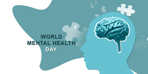 3d illustration world mental health day

