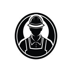 Flat and Minimal Worker logo vector illustration isolated on white background