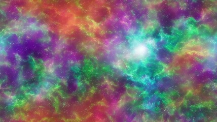 Celestial Symphony: A vibrant, photorealistic display of swirling nebulas and cosmic dust. Intense hues of red, orange, purple, green, and blue are intertwined in a beautiful, abstract composition.