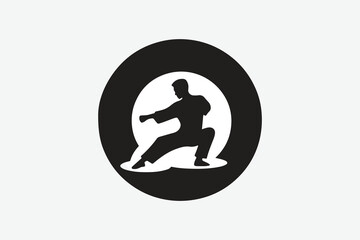 black silhouette of Kungfu poses