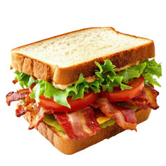 A blt sandwich closeup on transparent background