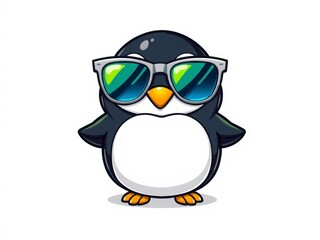 Obraz premium Cool Penguin in Sunglasses: Fun Cartoon Character Illustration