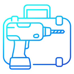 Electric drill and a toolbox line icon