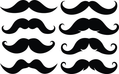Moustache silhouette vector set, mustache icon
