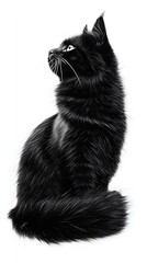 Detailed illustration of a seated black cat.