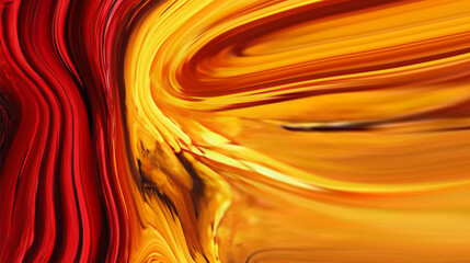 The artist used an abstract combination of deep reds and muted yellows for the background, evoking a feeling of sunset