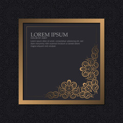 Elegant Golden Frame on Dark Pattern Background