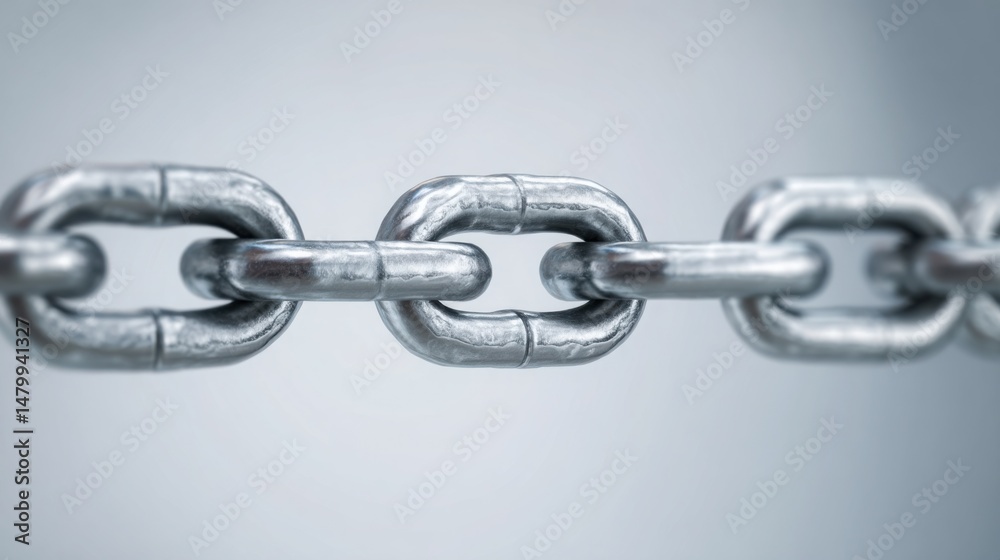 Poster close-up of a strong chain link representing strength and connection in a conceptual visualization o