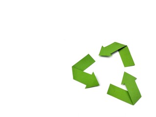 Recycling sign isolated on white background, sustainability concept	