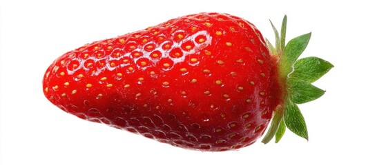Isolated single strawberry close up studio shot on white background delicious fruit healthy eating ingredient