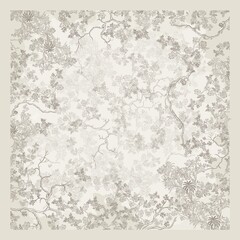 Tree flowers pattern scarf design line art vector