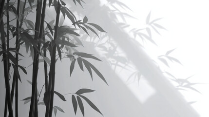 Obraz premium Bamboo forest in corner swaying light shadow bamboo shadow on wall wallpaper