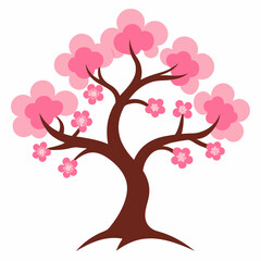 Cherry Blossom Tree silhouette icon on white background