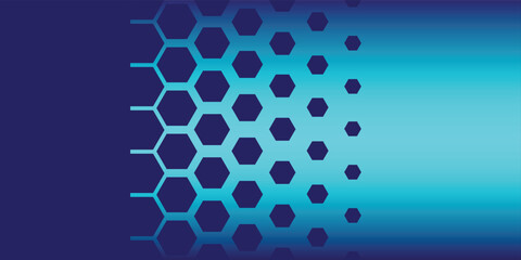 Modern geometric futuristic background for banner or presentation or greeting card with blue gradient background on blue honeycombs