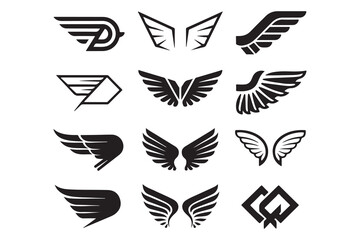 Eagle wings vector illustration with heart and feather design elements