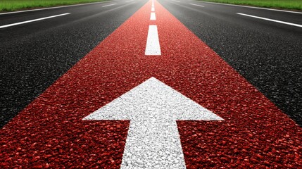 Road with a white arrow indicating the direction to drive forward and keep momentum rolling in life and business