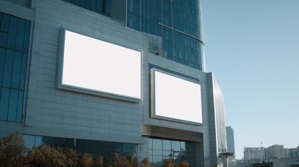 Blank Billboard Mockup on Modern Building Exterior in City