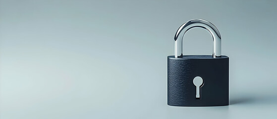 Simple Black Lock On Light Gray Background