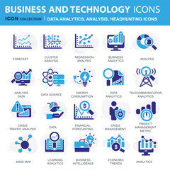 Headhunting icon set. Recruitment icon. Analytics icon set. Containing data analytics, graph visualization, dashboard metrics, report, financial, seo analytics, Job Interview, Career Path, Resume