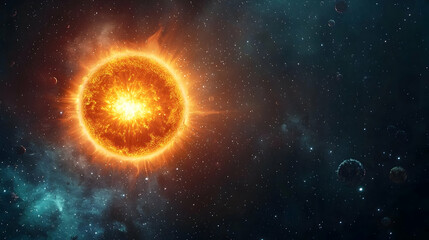 Obraz premium Fiery Sun In Cosmic Space