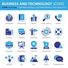 Business people, customer service, analytics and organization management web icons set. Icons vector collection