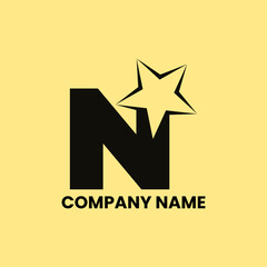 N letter star logo design