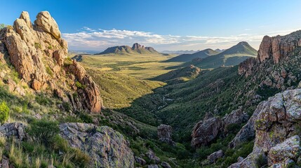 Fototapeta premium Mountain valley panorama viewpoint