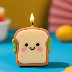 4k high quality Ai generative HD art work photo realistic shop store small business menu sell selling market candle clay shape design cute Kawaii small tiny ideas smile sandwich close up