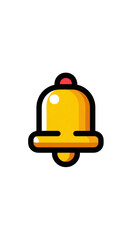 Fototapeta premium Golden Bell Icon: A vibrant golden bell icon against a clean, uncluttered background, perfect for notifications and alerts, rendered in a flat style.