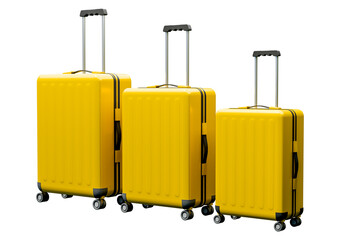 Valigie su sfondo trasparente, rendering 3d